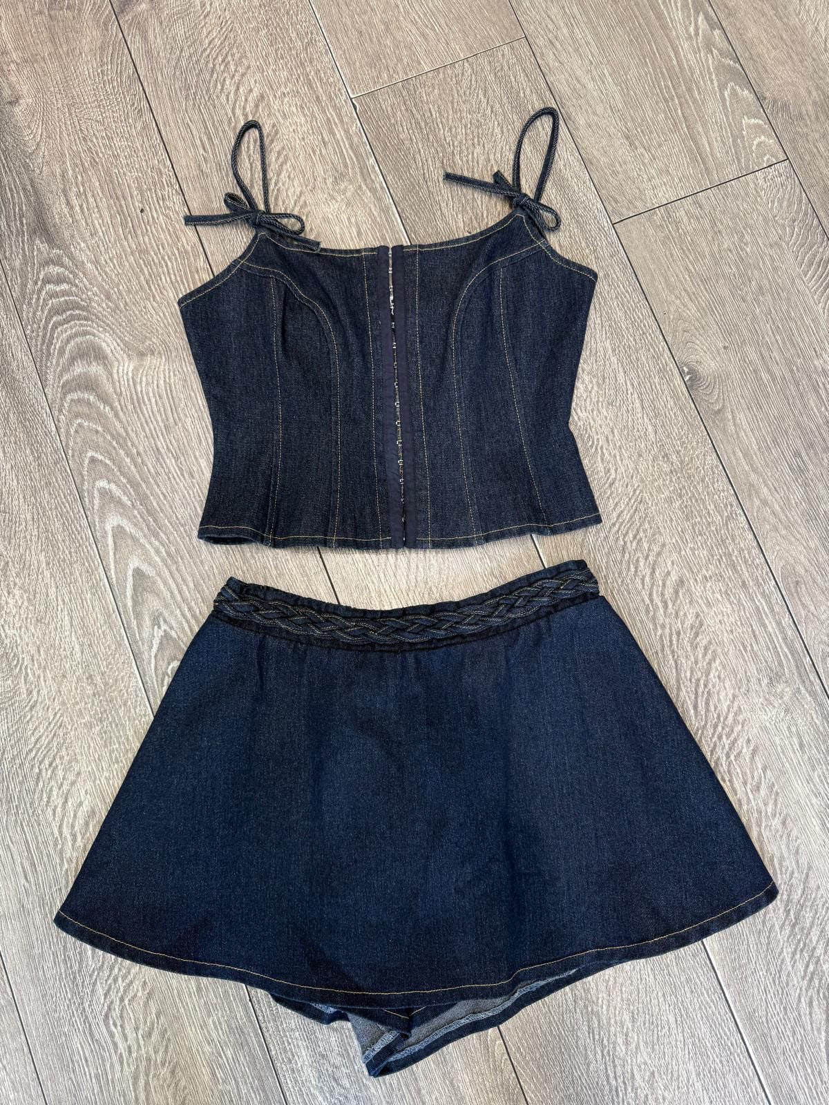 Denim short set