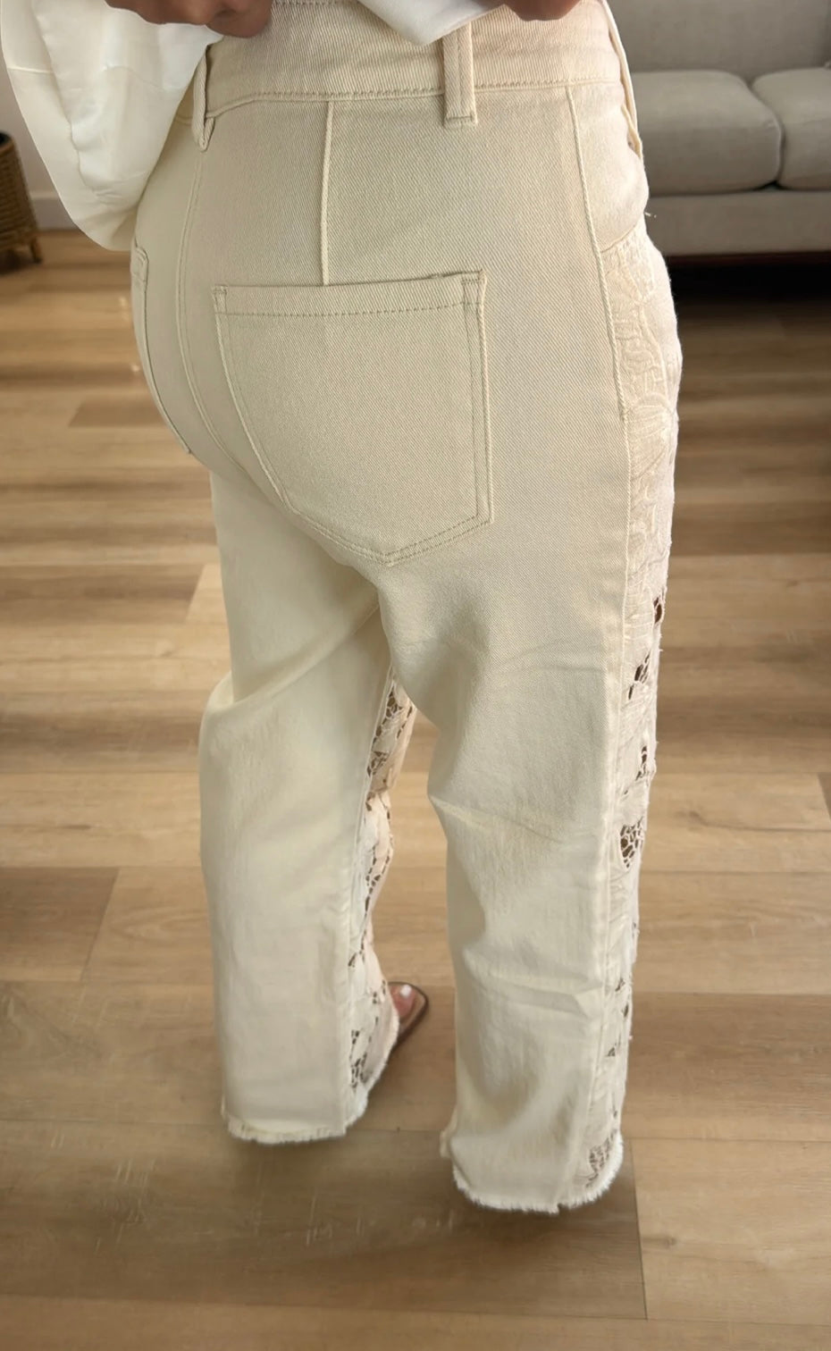 Lace pants denim