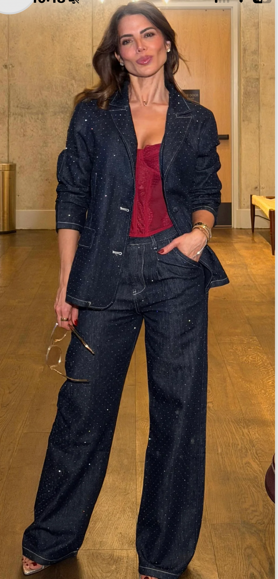 Denim shiny set