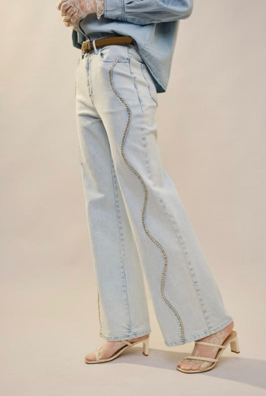 Denim diamond pants