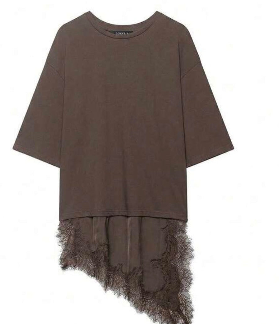 Lace T-shirt brown