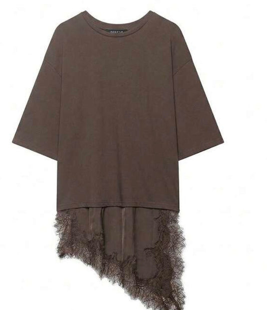Lace T-shirt brown