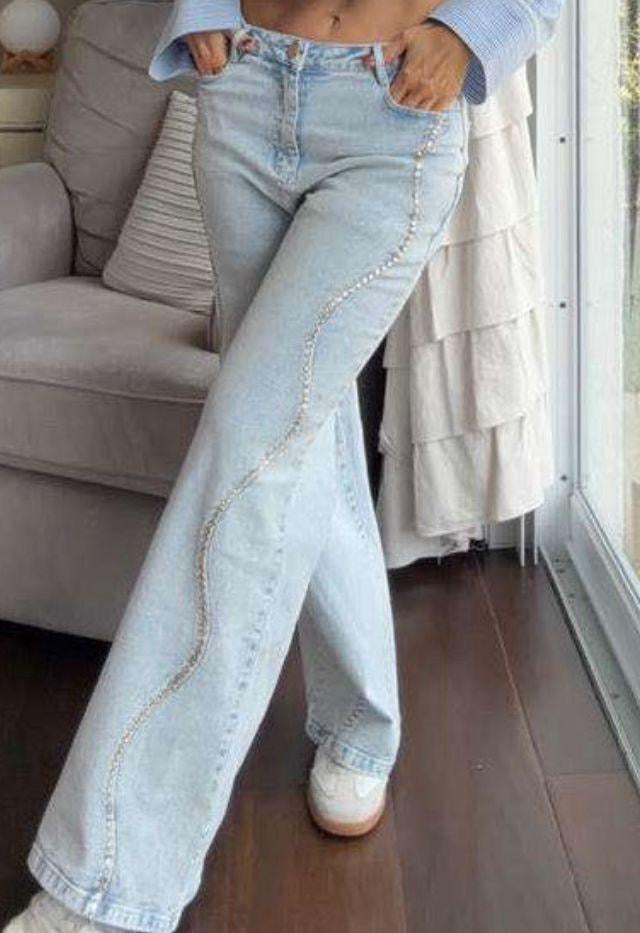 Denim diamond pants