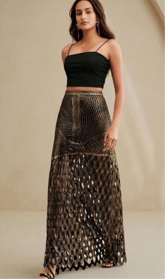 Maxi skirt goldblack