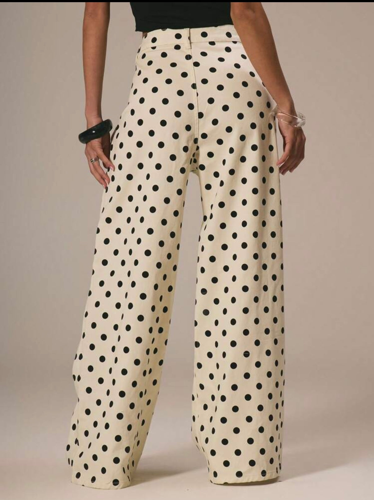 Dots denim pants