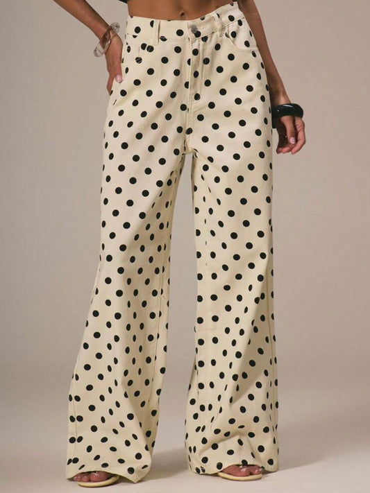 Dots denim pants