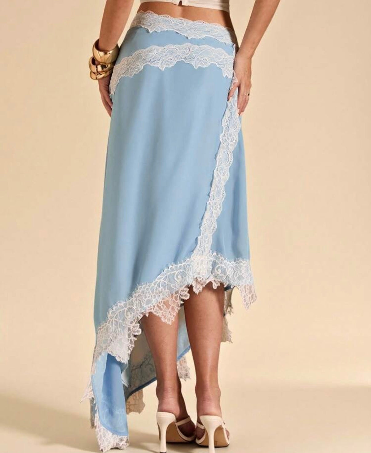 Asymmetric lace skirt