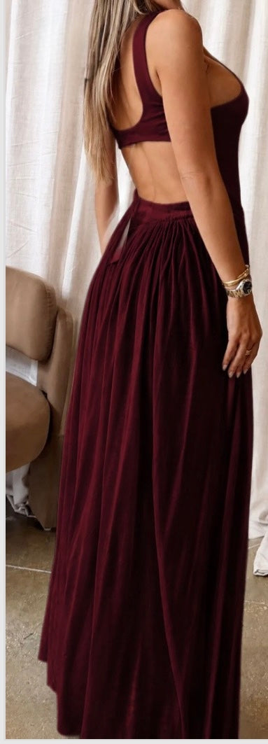 Wine maxi dress
