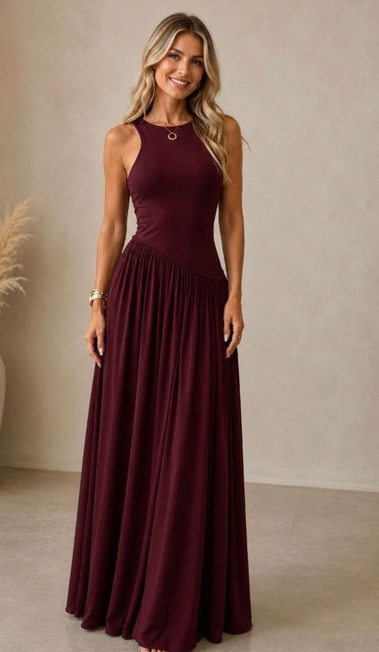 Wine maxi dress