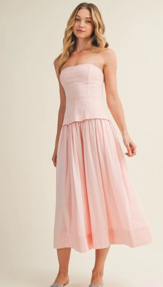 Pink dress ( denim and linen )