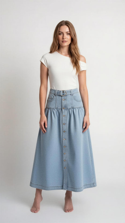 Maxi denim skirt